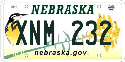 NE license plate XNM232