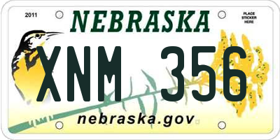 NE license plate XNM356