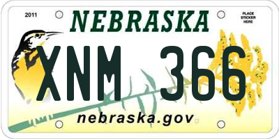 NE license plate XNM366