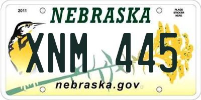 NE license plate XNM445