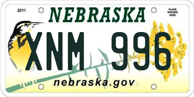 NE license plate XNM996