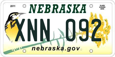 NE license plate XNN092