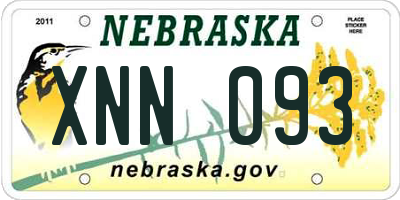 NE license plate XNN093