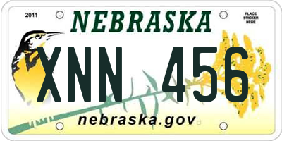 NE license plate XNN456