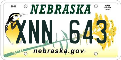 NE license plate XNN643