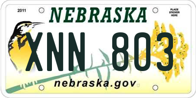 NE license plate XNN803