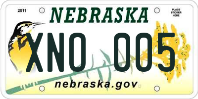 NE license plate XNO005