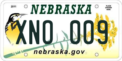 NE license plate XNO009