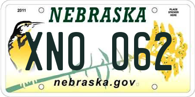 NE license plate XNO062