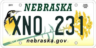 NE license plate XNO231