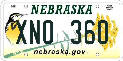 NE license plate XNO360