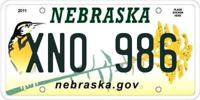 NE license plate XNO986