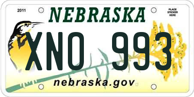 NE license plate XNO993