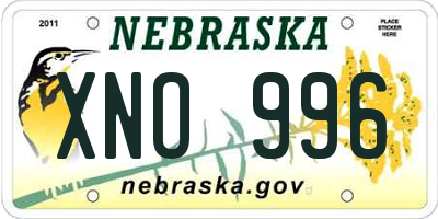 NE license plate XNO996