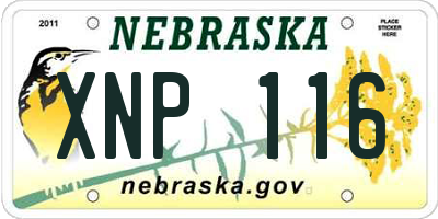 NE license plate XNP116