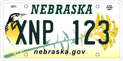 NE license plate XNP123
