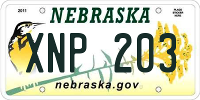 NE license plate XNP203