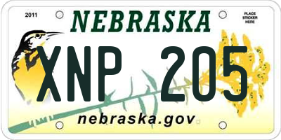 NE license plate XNP205