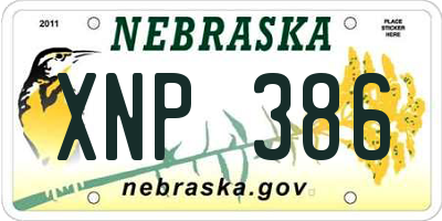 NE license plate XNP386