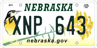 NE license plate XNP643