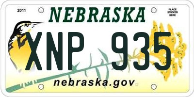 NE license plate XNP935