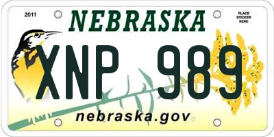 NE license plate XNP989