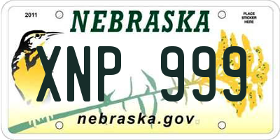 NE license plate XNP999
