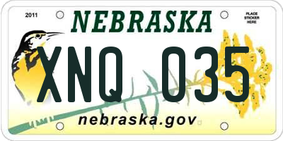 NE license plate XNQ035
