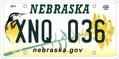 NE license plate XNQ036