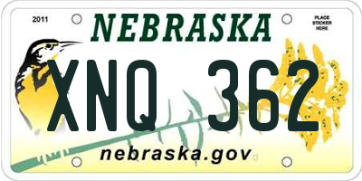 NE license plate XNQ362