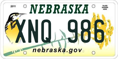 NE license plate XNQ986