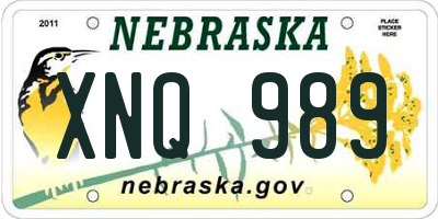 NE license plate XNQ989
