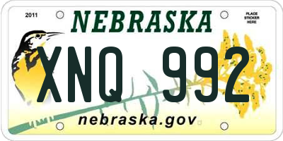 NE license plate XNQ992