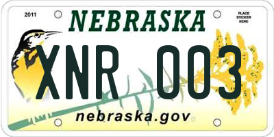 NE license plate XNR003