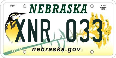 NE license plate XNR033