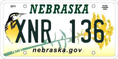 NE license plate XNR136
