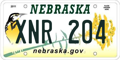 NE license plate XNR204