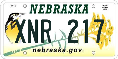 NE license plate XNR217