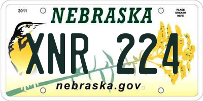 NE license plate XNR224
