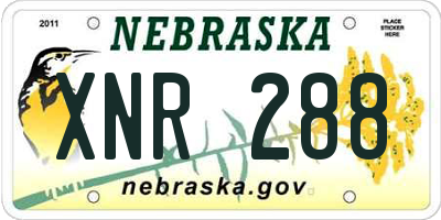 NE license plate XNR288