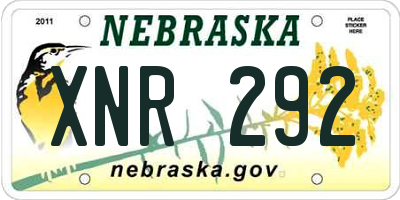 NE license plate XNR292