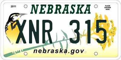 NE license plate XNR315
