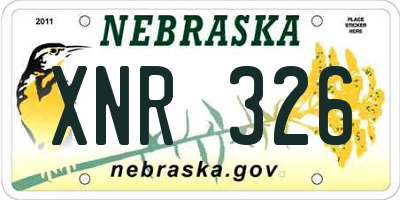 NE license plate XNR326