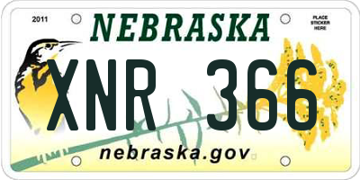 NE license plate XNR366