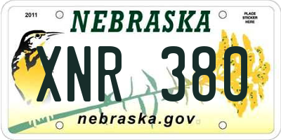 NE license plate XNR380