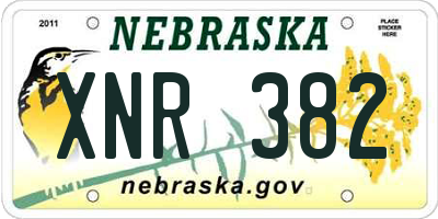NE license plate XNR382