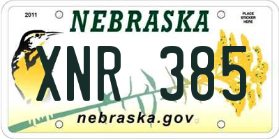 NE license plate XNR385