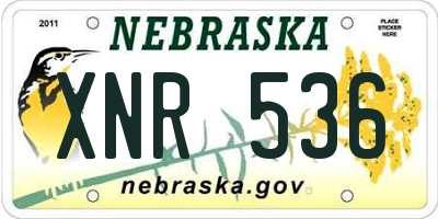 NE license plate XNR536