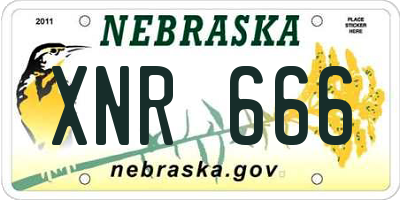 NE license plate XNR666