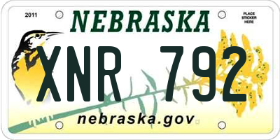 NE license plate XNR792